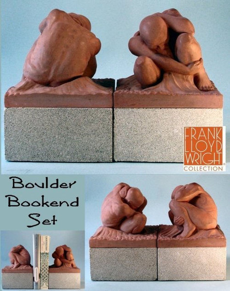 Boulder Bookend Statues Set by Frank Lloyd Wright Replicas Sculptures